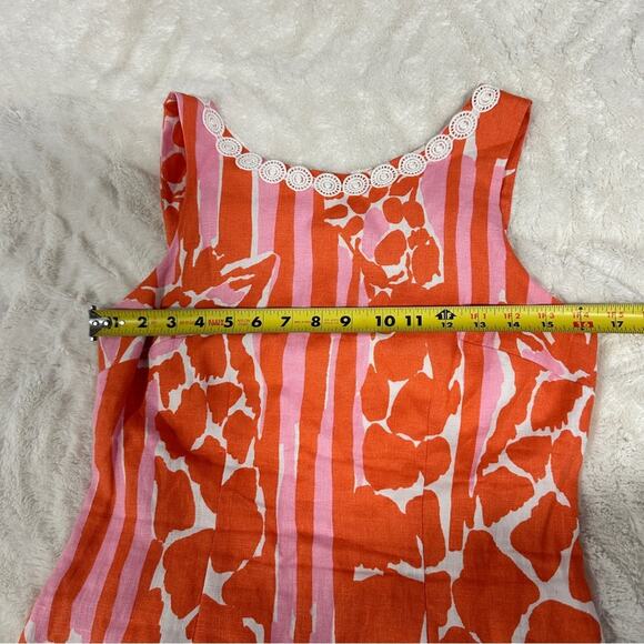 Lilly Pulitzer Size 4 Orange Pink Giraffe Print Mini Dress Summer Chic Coastal - Picture 13 of 16